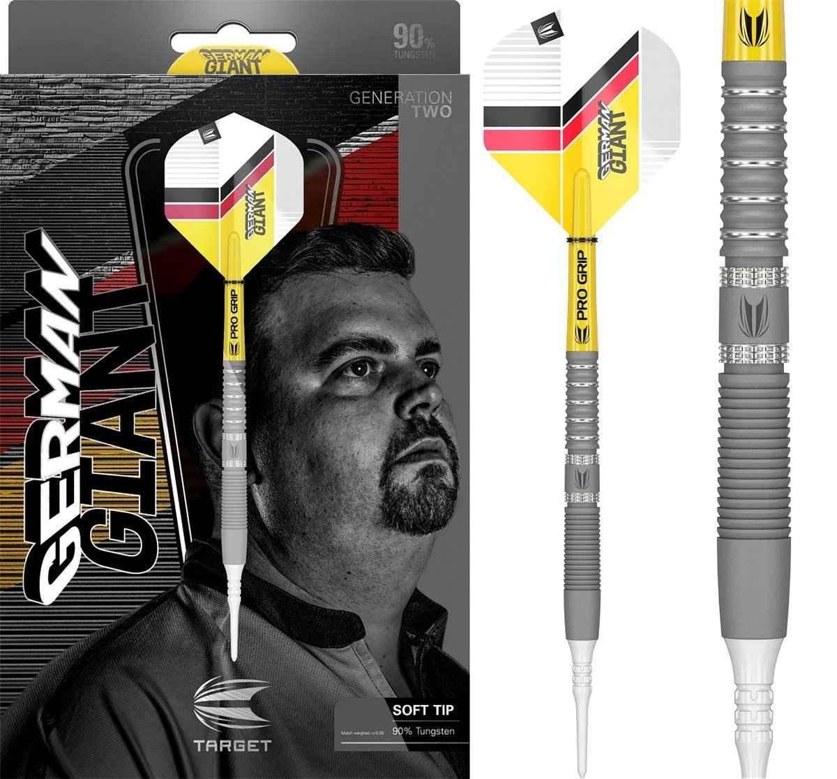 German Giant Generation Two Soft Tip Darts mit 90% Wolfram, Pro Grip, Target-Verpackung