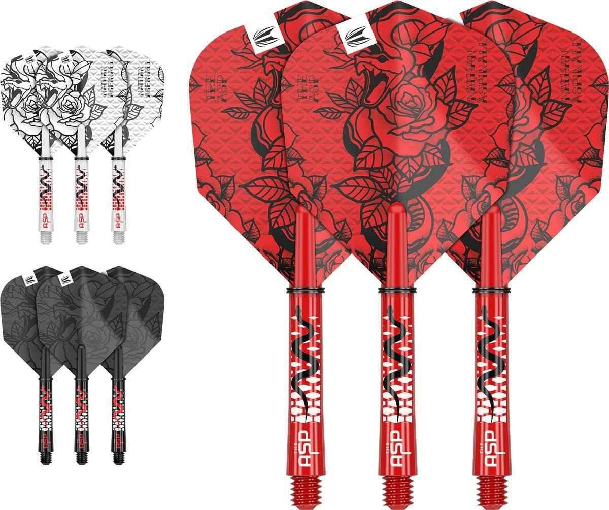 ASP Dartpfeile mit Rosen-Design in Rot, Schwarz und Weiß – ideal für Dartsportler