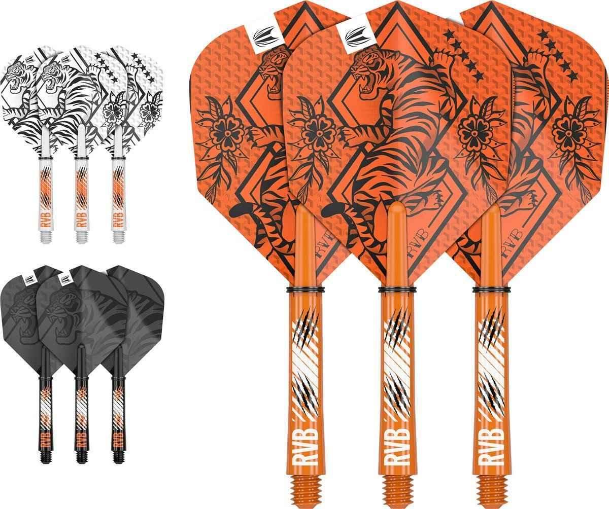 RVB Dartpfeile mit Tigermotiv in Orange, Schwarz und Weiß – ideal für Dartsportler