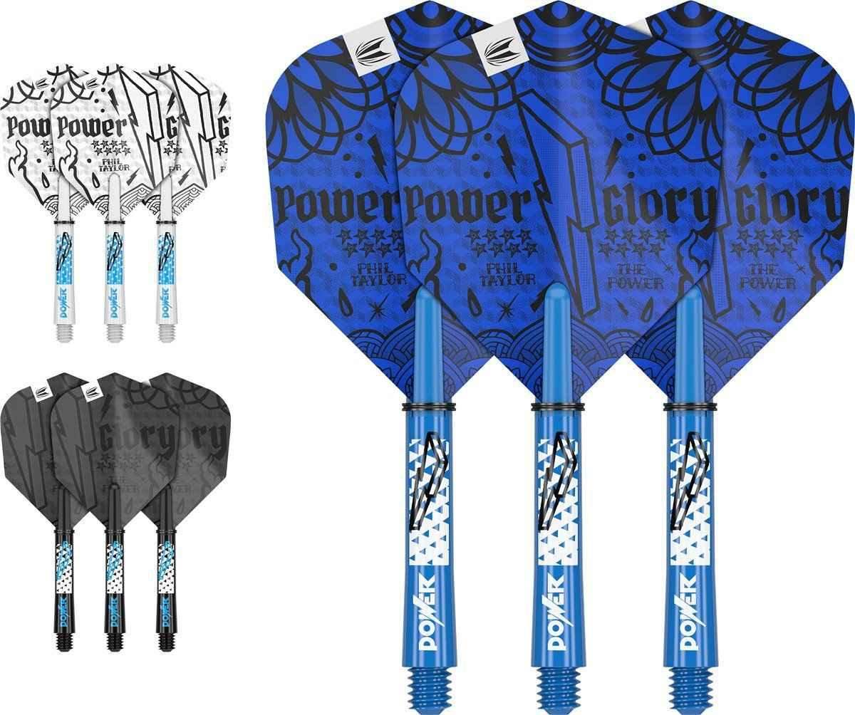 Phil Taylor Power Glory Darts mit blauen und schwarzen Flights, ideal für Dartspieler