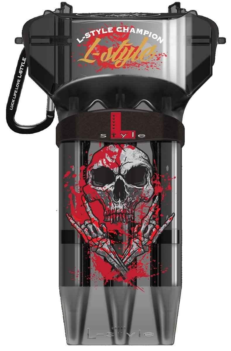 L-Style Champion Dart Etui mit Totenkopf-Design und roten Akzenten