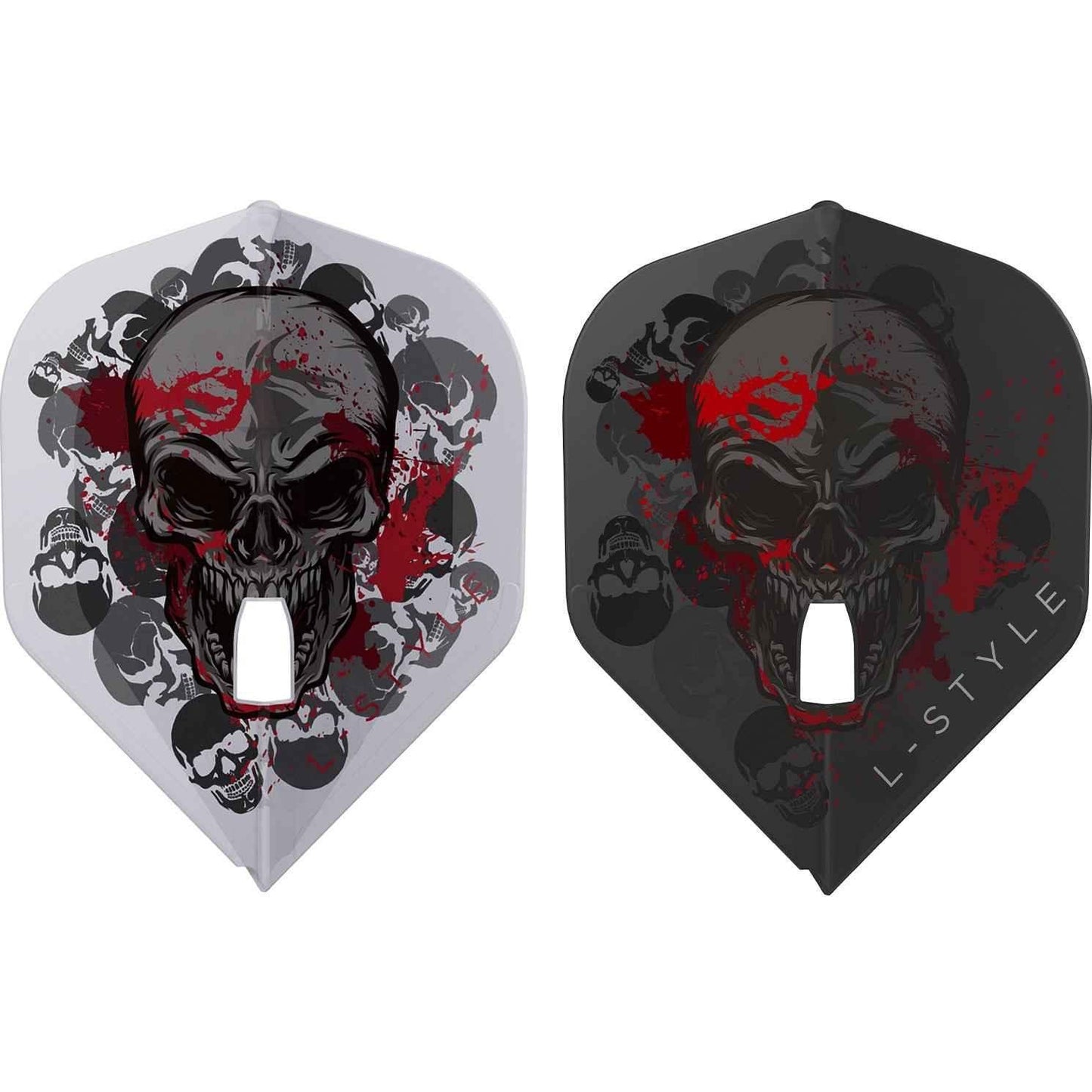 L-Style Dartflights mit Totenkopf-Design in Schwarz und Weiß