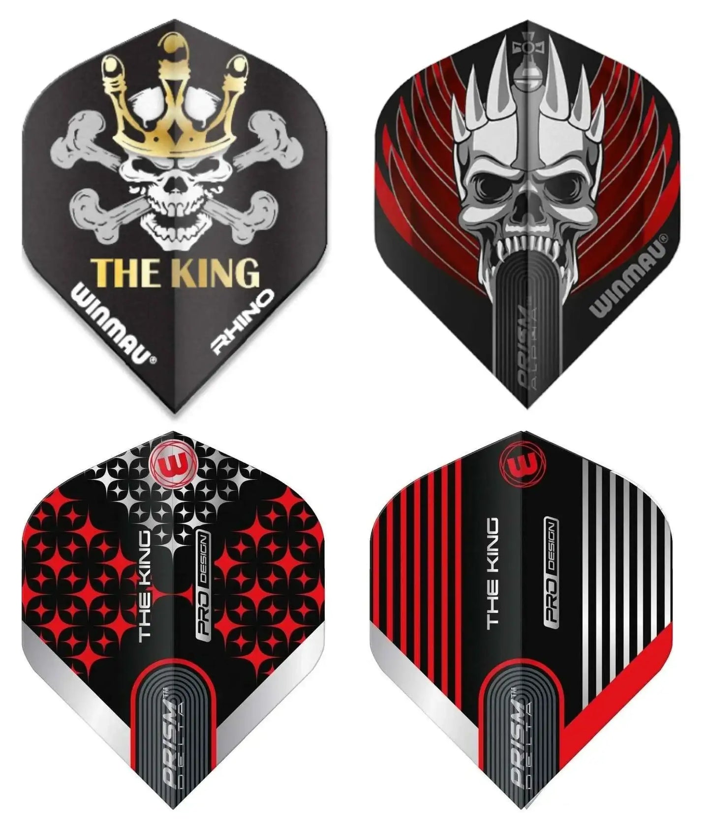 Winmau Dartflights mit Skull-Design und 'The King'-Motiv, ideal für Dartsportler