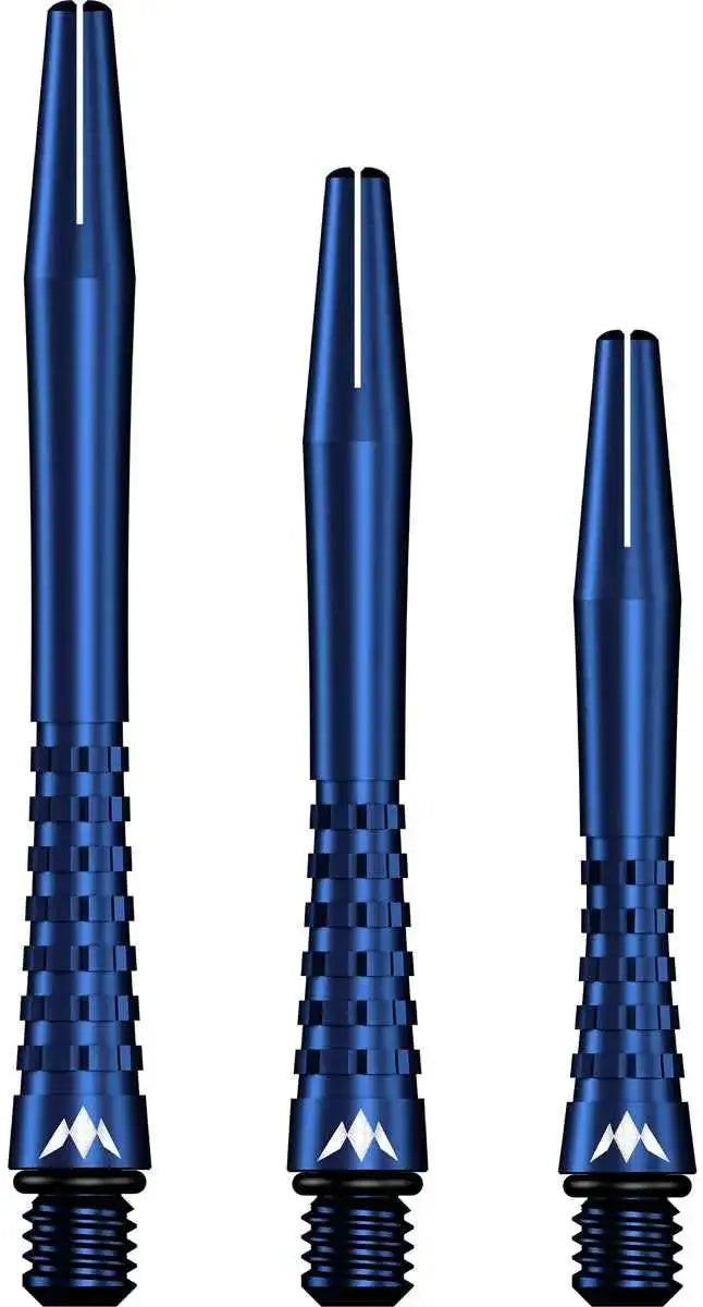 Drei blaue Dartpfeile mit texturierter Griffzone und Markenlogo – ideal für Präzision und Grip