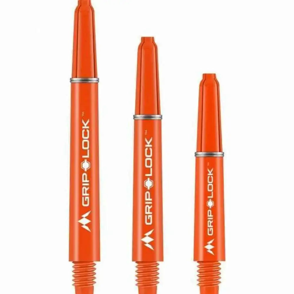 Orange Grip-Lock Dartshafts in drei Längen für präzises Dartspielen