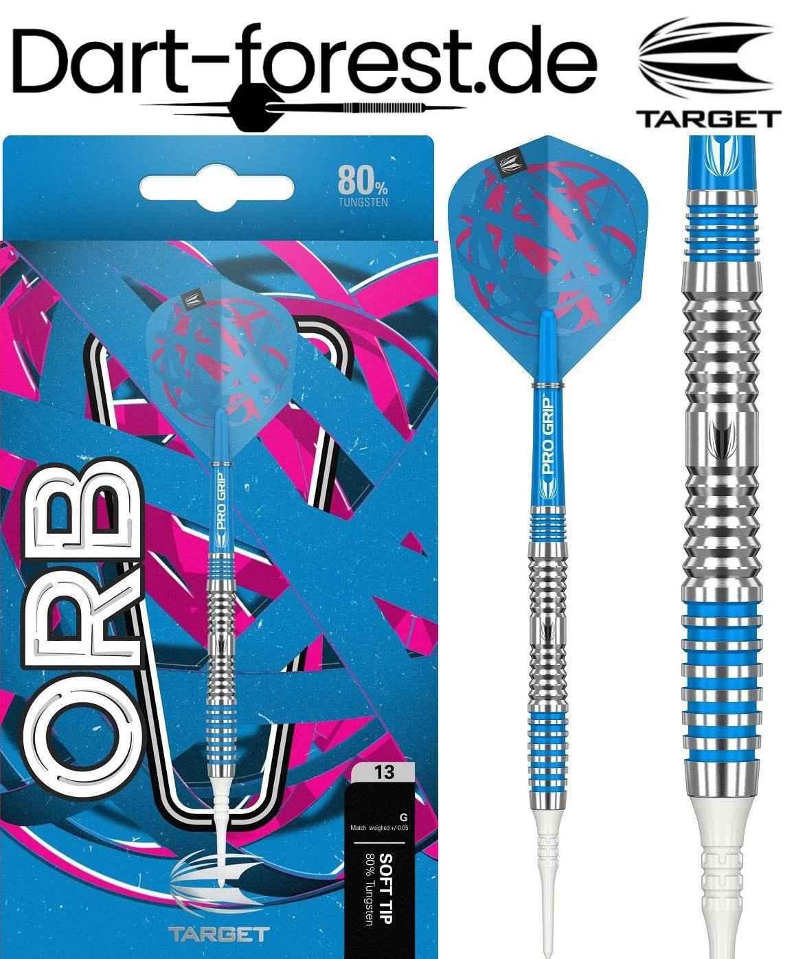 Target Orb Soft Tip Darts 80% Wolfram, blau, Pro Grip, 13g – Dart Forest