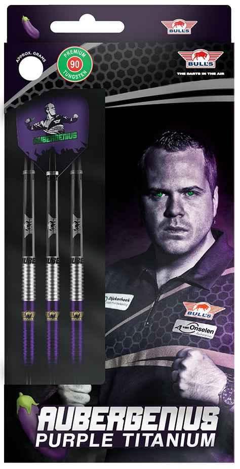 Bulls Aubergerius Purple Titanium Dartpfeile, 90% Wolfram, Premium-Darts mit lila Flights und Griff