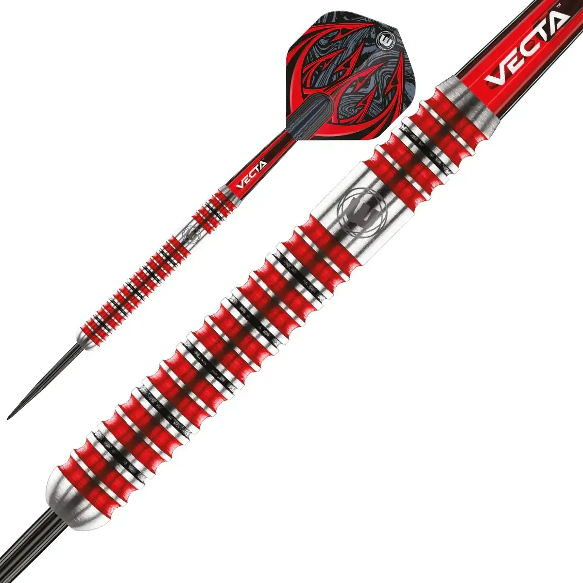 Vecta Dartpfeil mit rotem Griff und Flügeln, ideal für Dartspieler