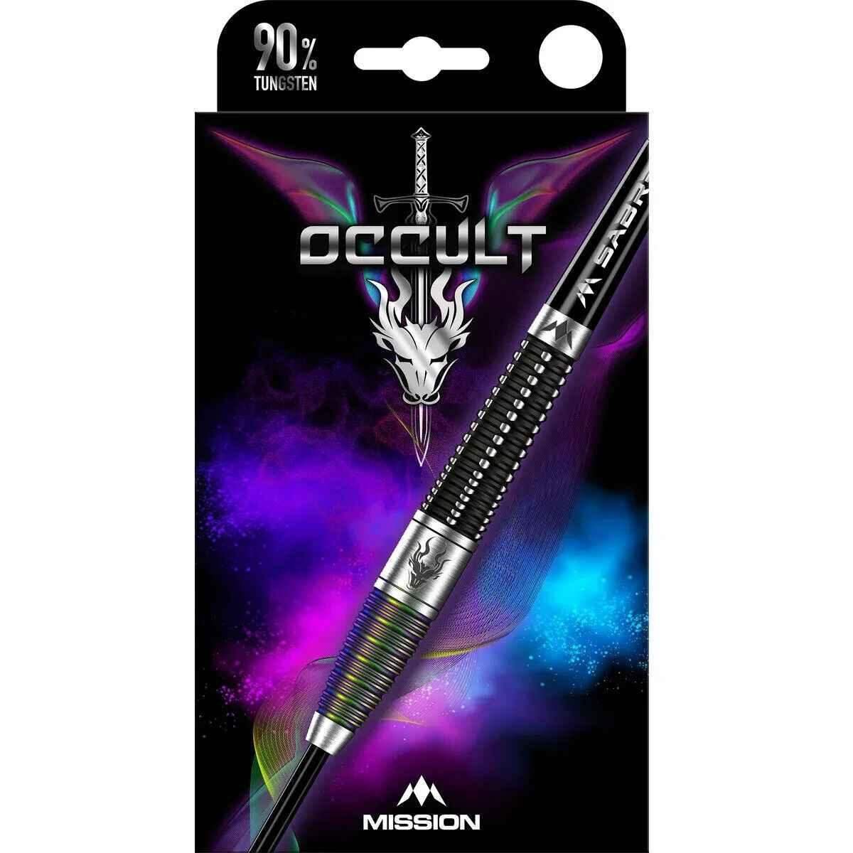 Mission Occult 90% Tungsten Dartpfeil mit Sabre-Griff, ideal für Profispieler