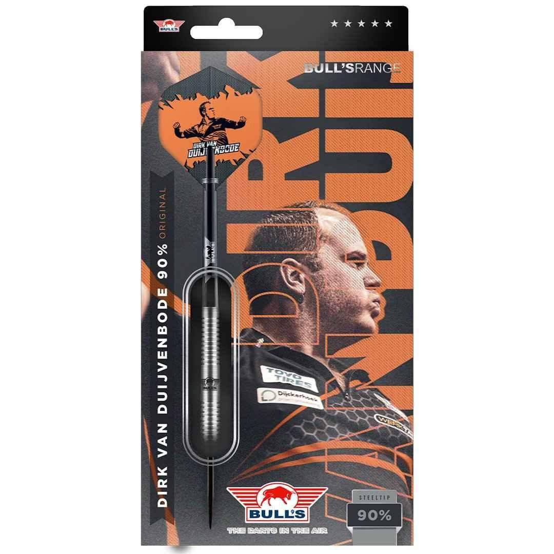 Bulls Dirk van Duijvenbode 90% Steeltip Dartpfeil, Original, mit Steeltip und orangefarbenen Flights