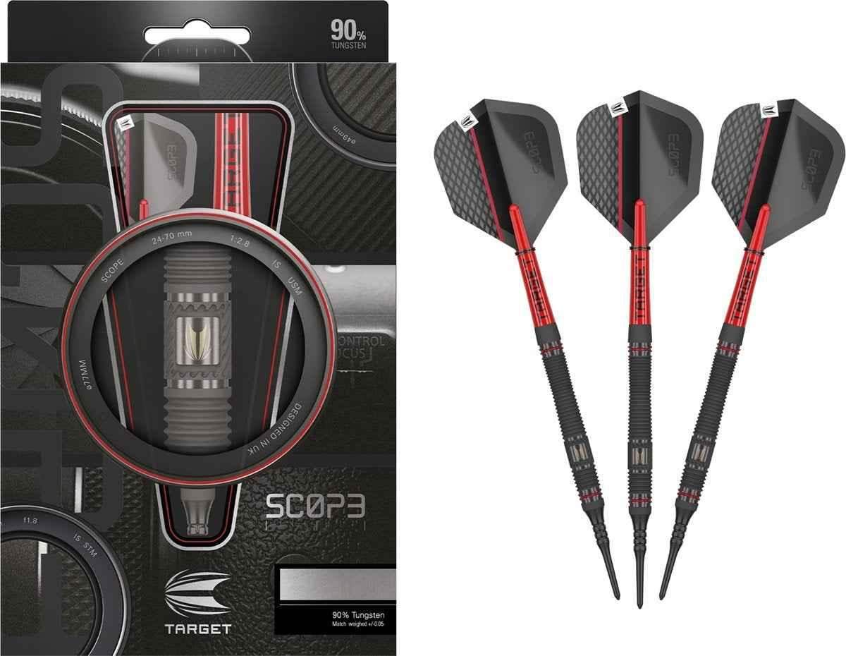 Target Scope 3 Dartpfeile, 90% Wolfram, schwarz-rot, mit Verpackung