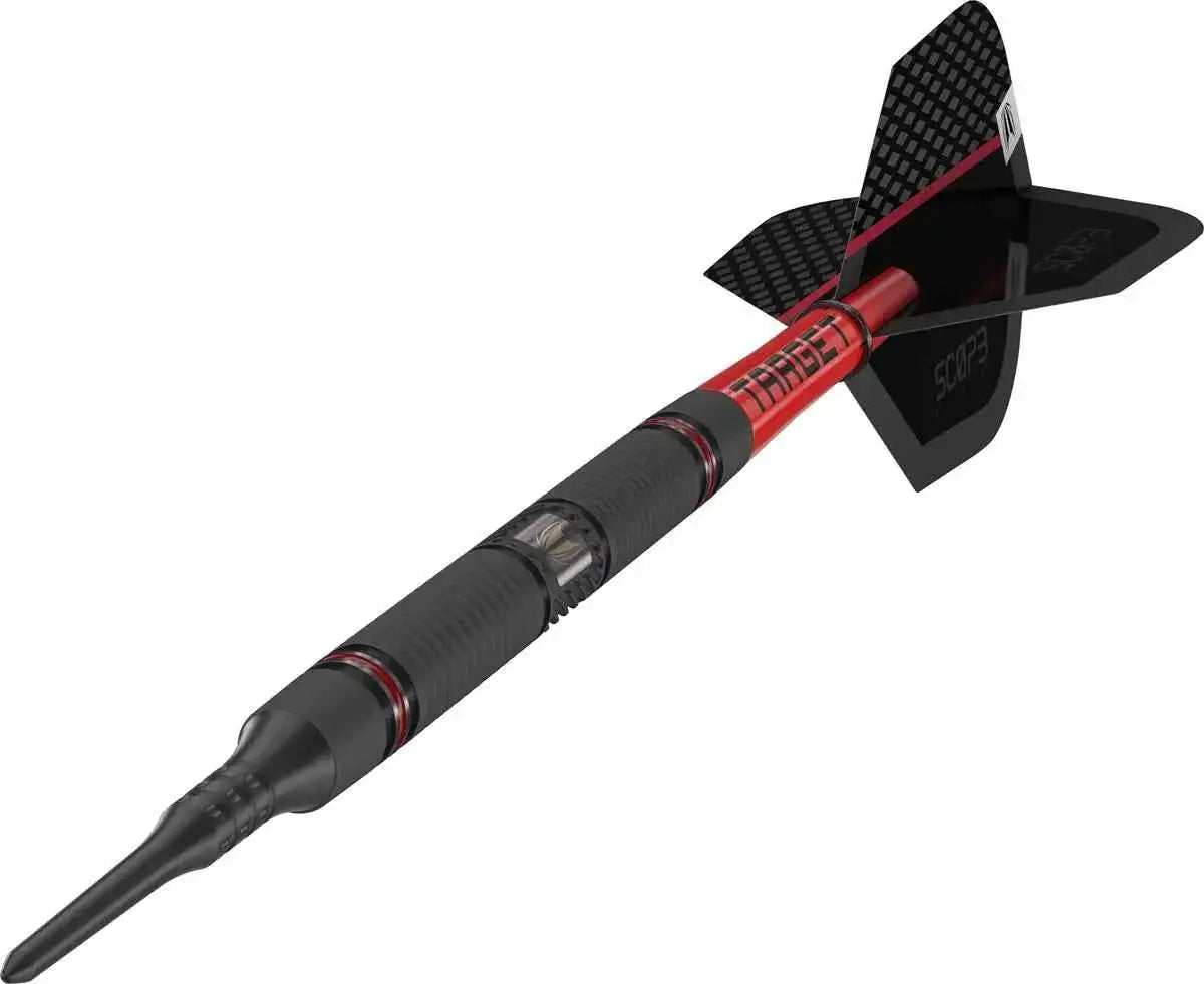 Target Dart mit schwarzen Flights und rotem Schaft, ideal für Dartspieler