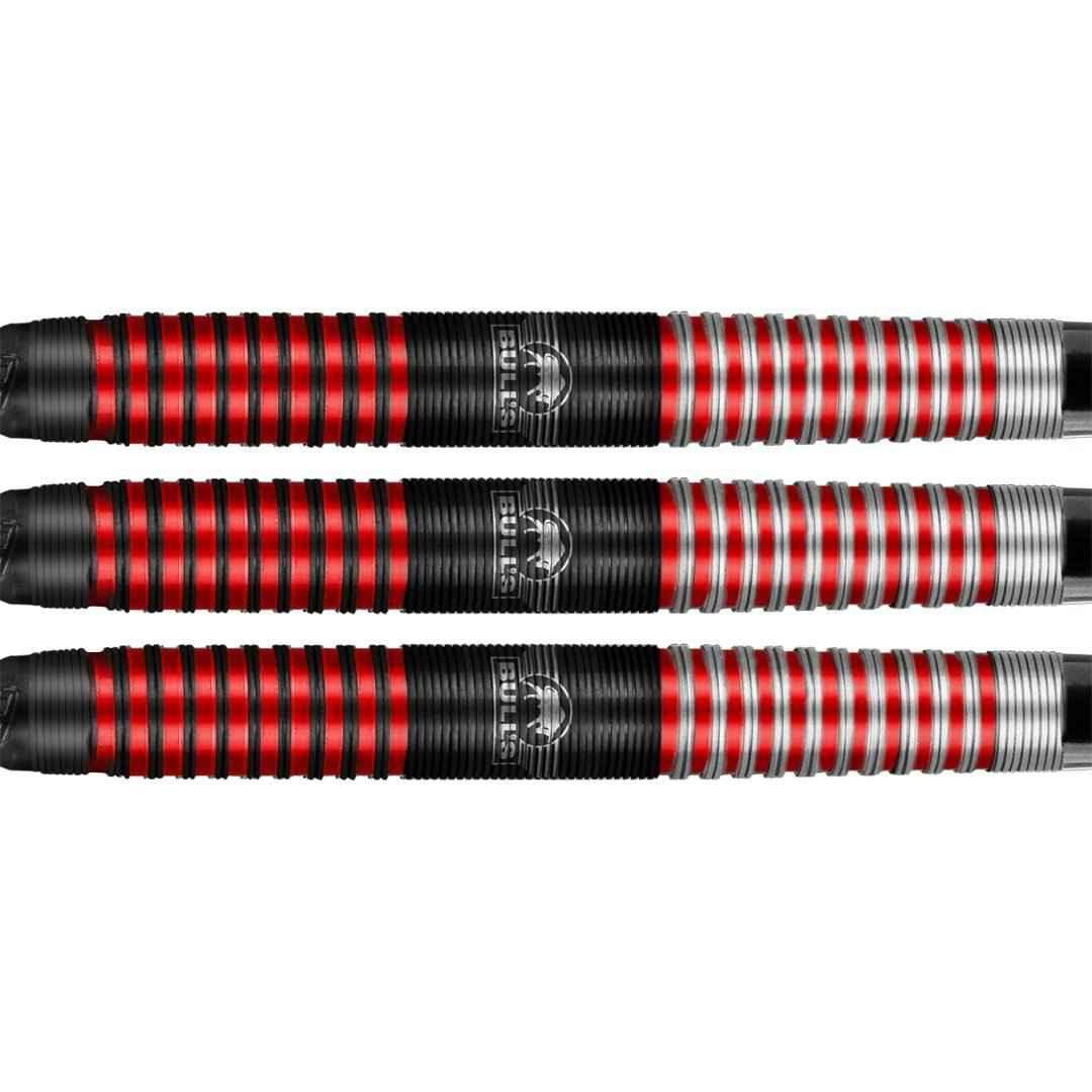 Bulls Darts mit rotem und schwarzem Griff, ideal für Dartspieler und Wettkämpfe
