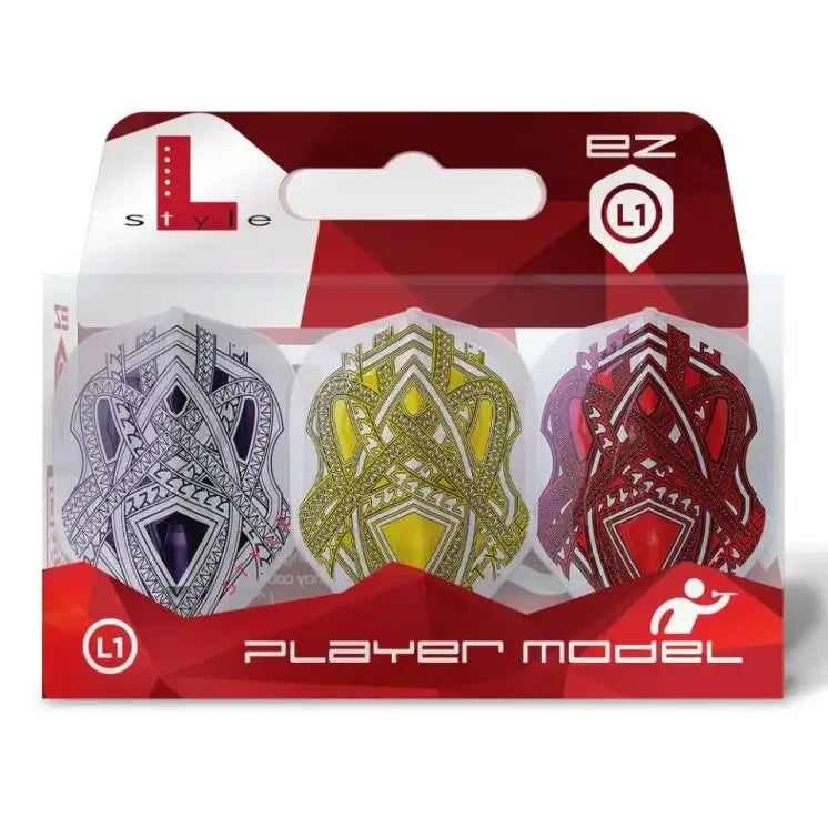 L-Style L1 Player Model Dartflights in Schwarz, Gelb, Rot – Dartzubehör für Profis