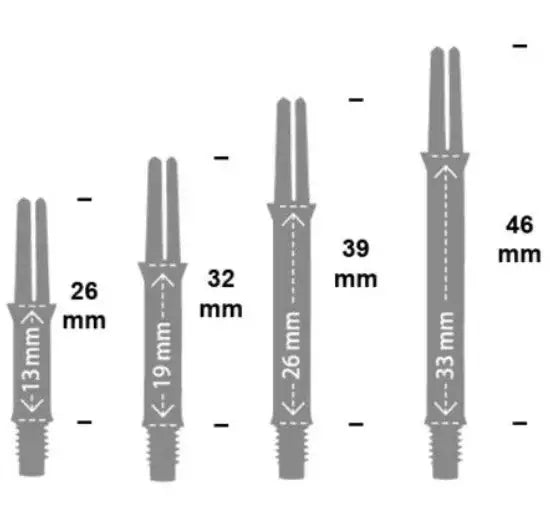 Dartpfeile mit Maßen: 13mm, 19mm, 26mm, 33mm Schaftlängen – ideal für Präzision und Spielstil