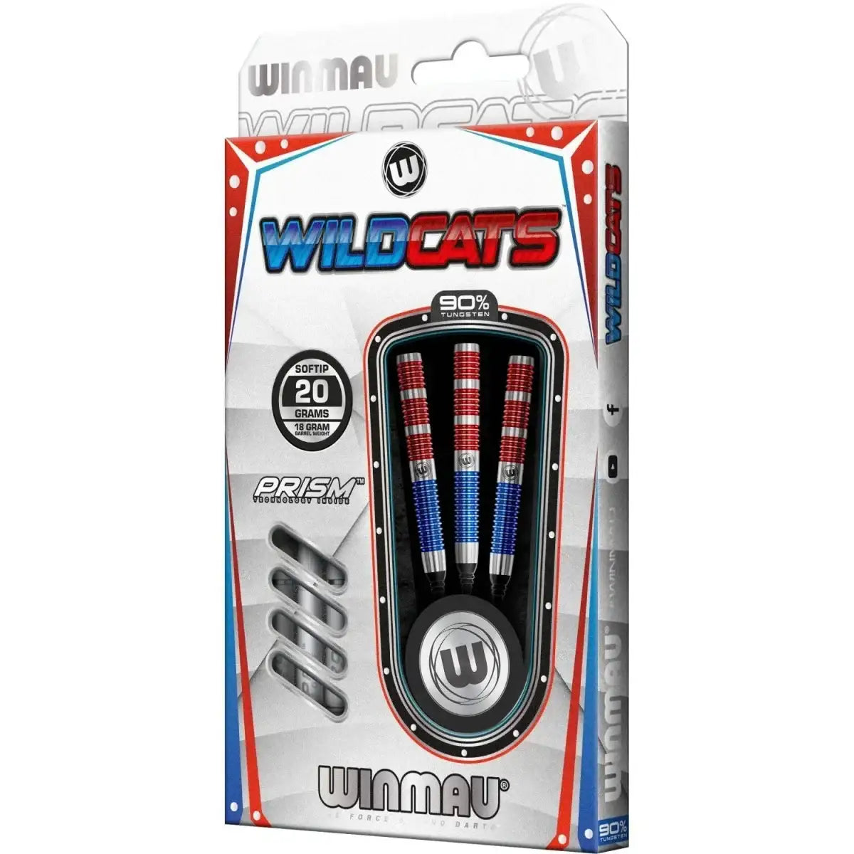 Winmau Wildcats Softtip-Darts 20g, 90% Wolfram, Prism-Technologie, blau-rot