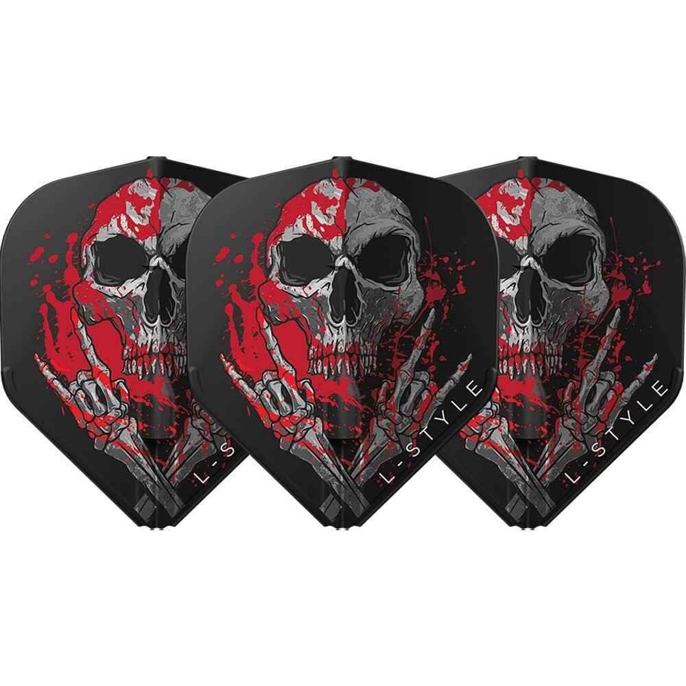 L-Style Dartflights mit Totenkopf-Design, rot-schwarz, für Dartscheiben