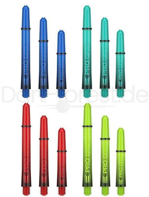 Pro Grip Dartpfeile in Blau, Grün, Rot und Neon für präzises Werfen