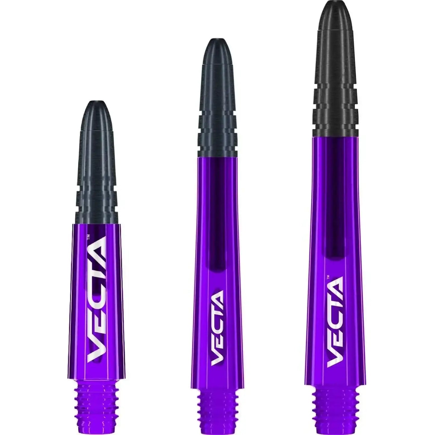 Violette Vecta Dartshafts mit schwarzen Spitzen – robustes Dartszubehör für Präzision