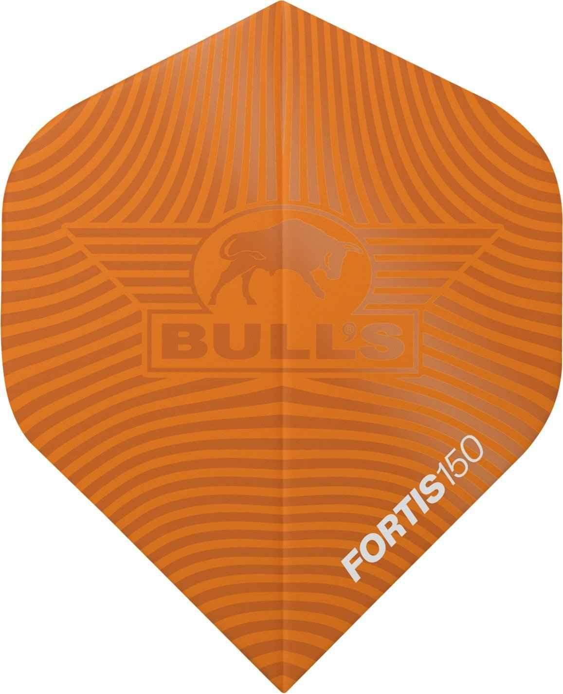 Bull's Fortis 150 Dartflügel in Orange mit Streifenmuster und Logo