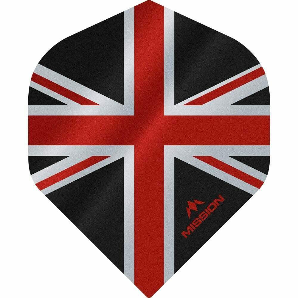 Mission Dartflügel mit britischer Flagge, rot-schwarz-weiß, ideal für Dartsportler