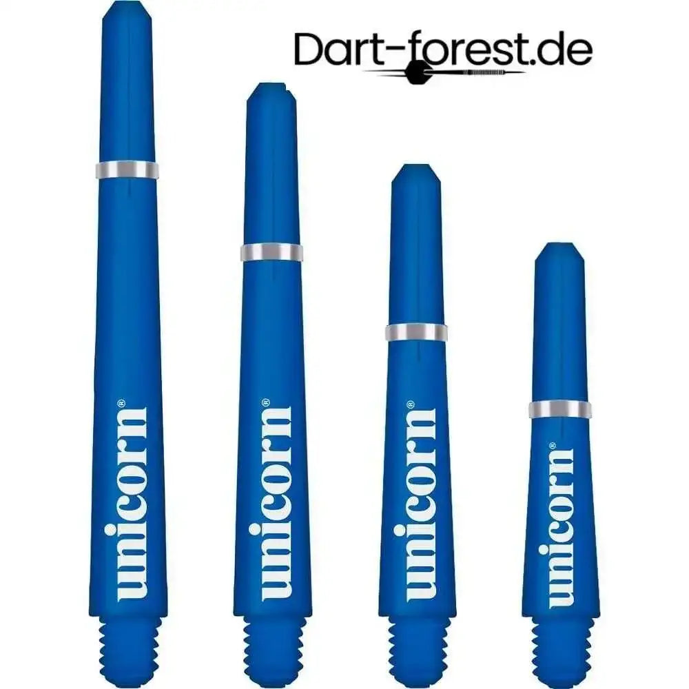 Blau-weiße Unicorn Dartpfeile mit Silberringen – ideal für Dartspieler