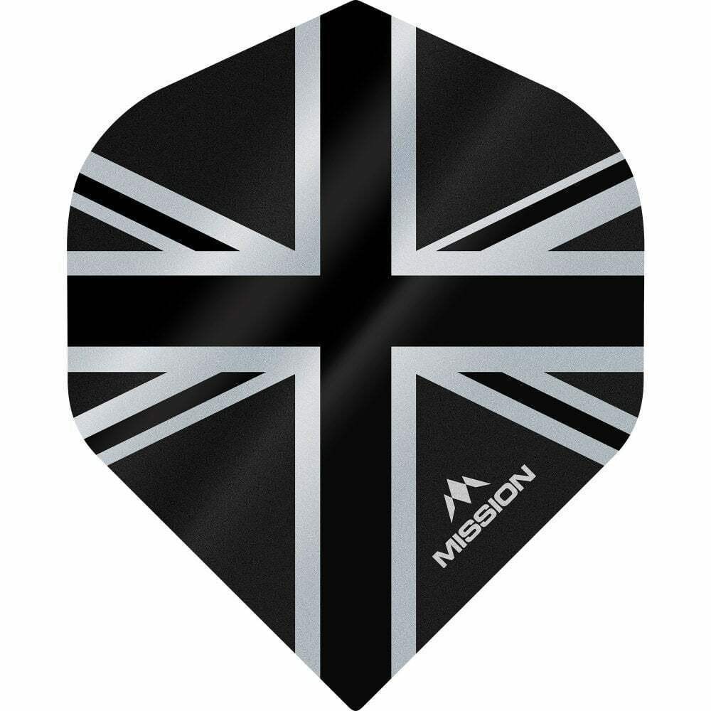 Mission Dartflügel mit Union Jack Design, schwarz-silber, ideal für Dartsportler