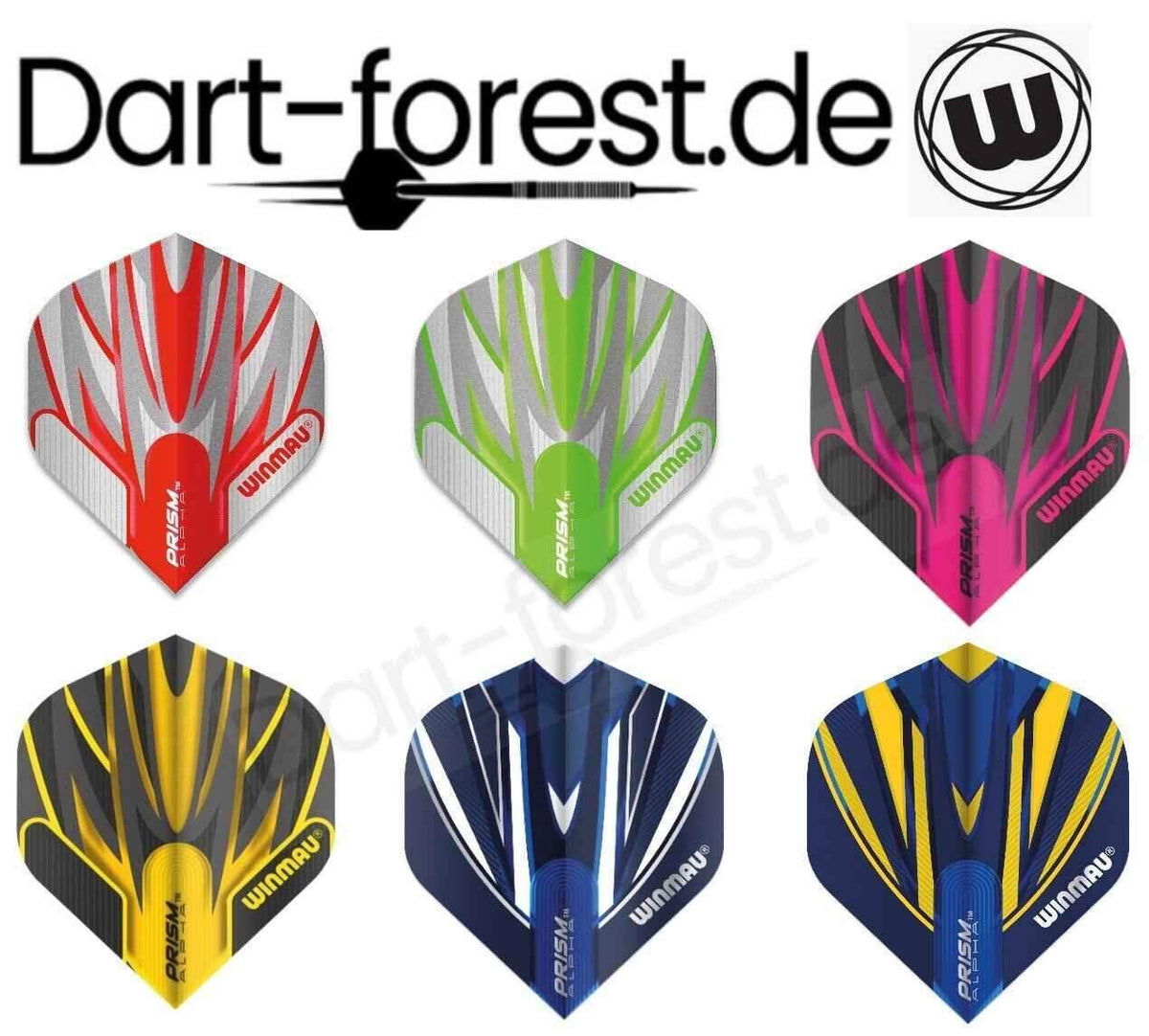 Winmau Prism Alpha Dartflights in 6 Farben – ideal für Dartsportler, präzise Flugstabilität