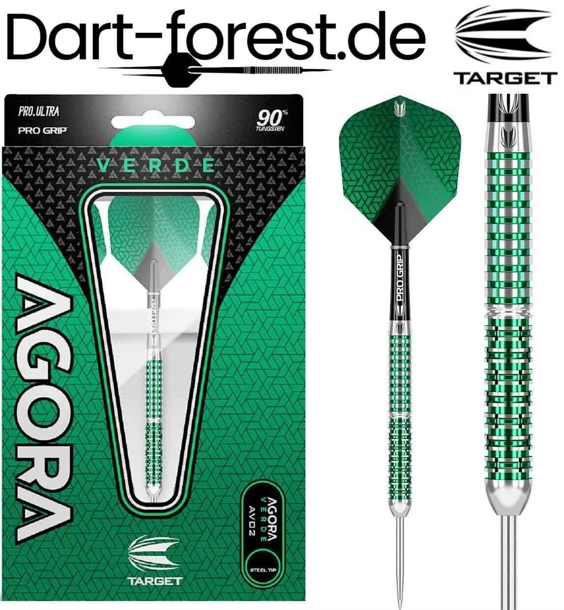 Target Agora Verde Darts mit Pro Grip, 90% Wolfram, grüne Flügel und Stahlspitze