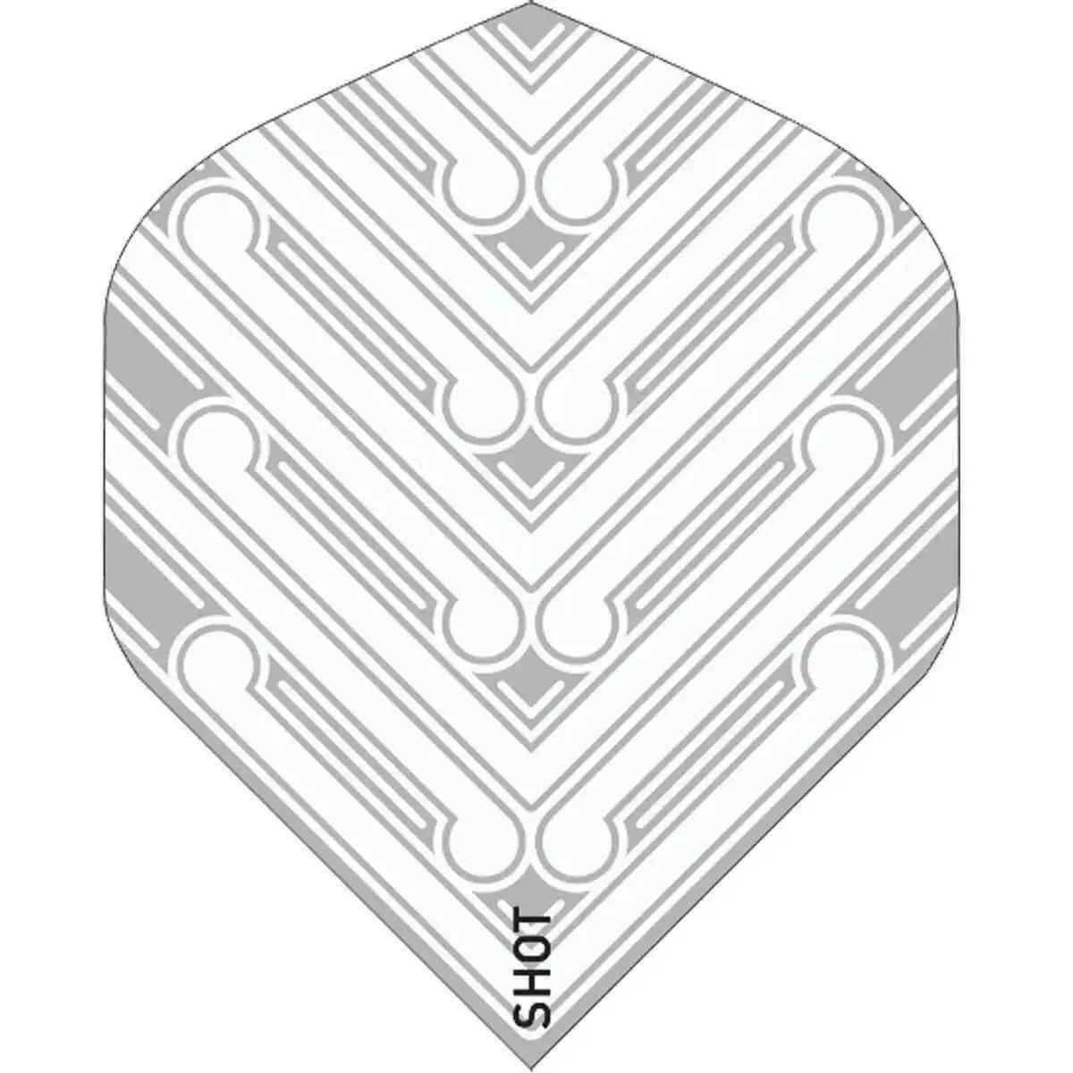 Dartflügel mit geometrischem Muster und Aufschrift SHOT, ideal für Dartsportler