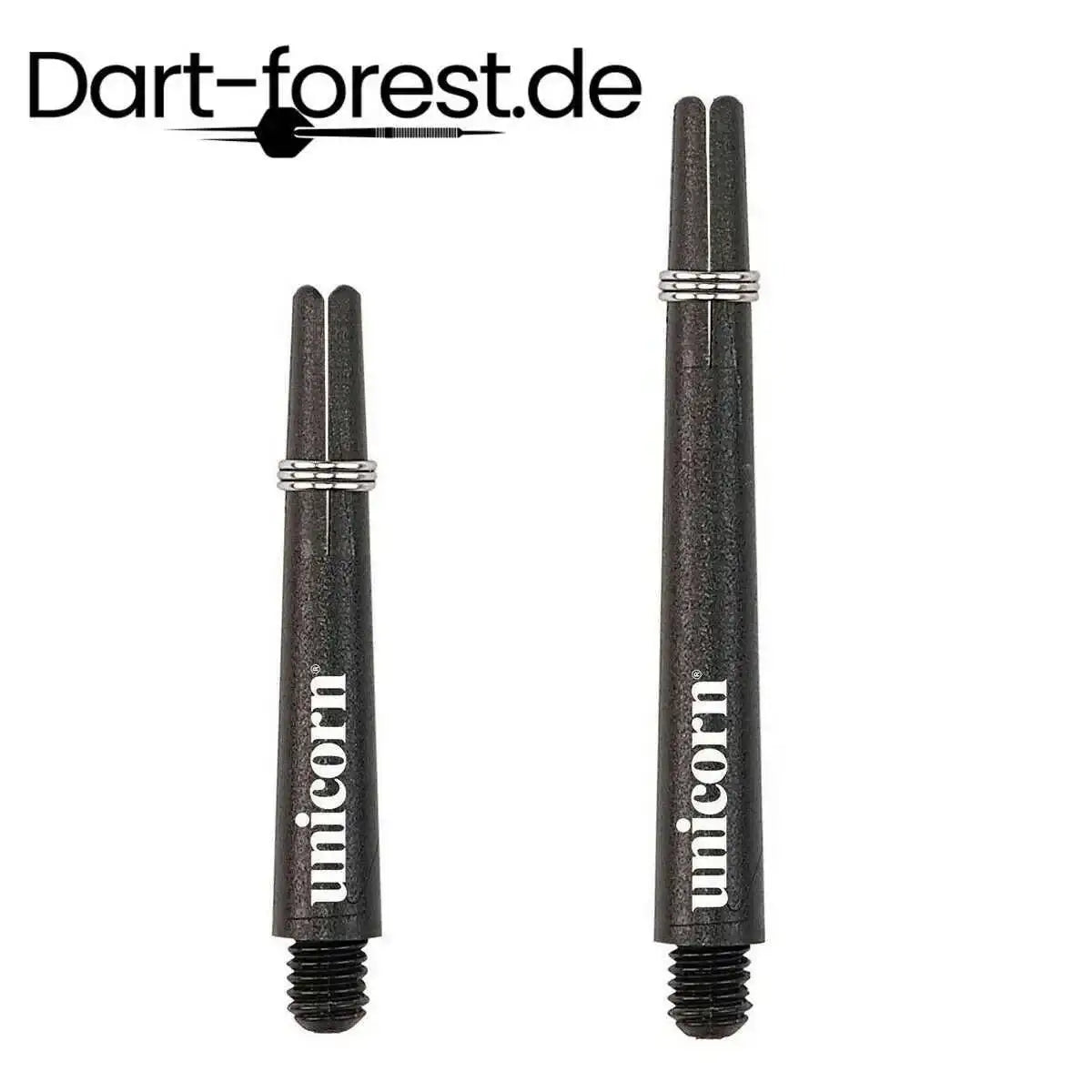 Unicorn Dartshafts schwarz mit Metallringen, ideal für Dartsportler