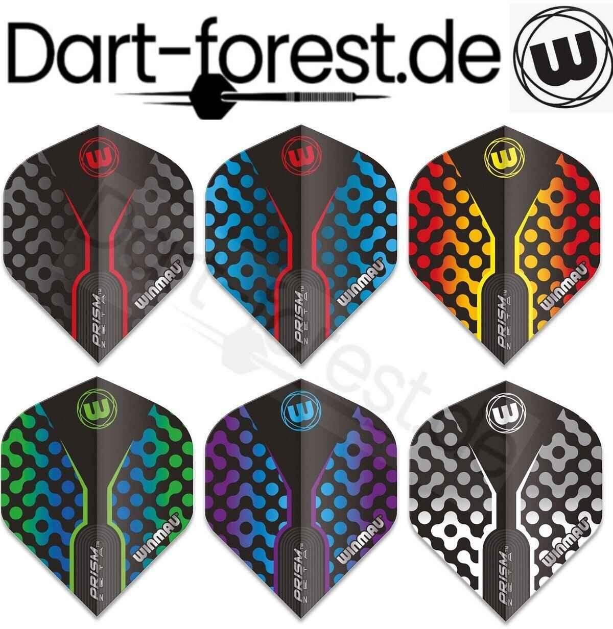 Winmau Prism Zeta Dartflights in sechs Farbvarianten – ideal für Dartspieler