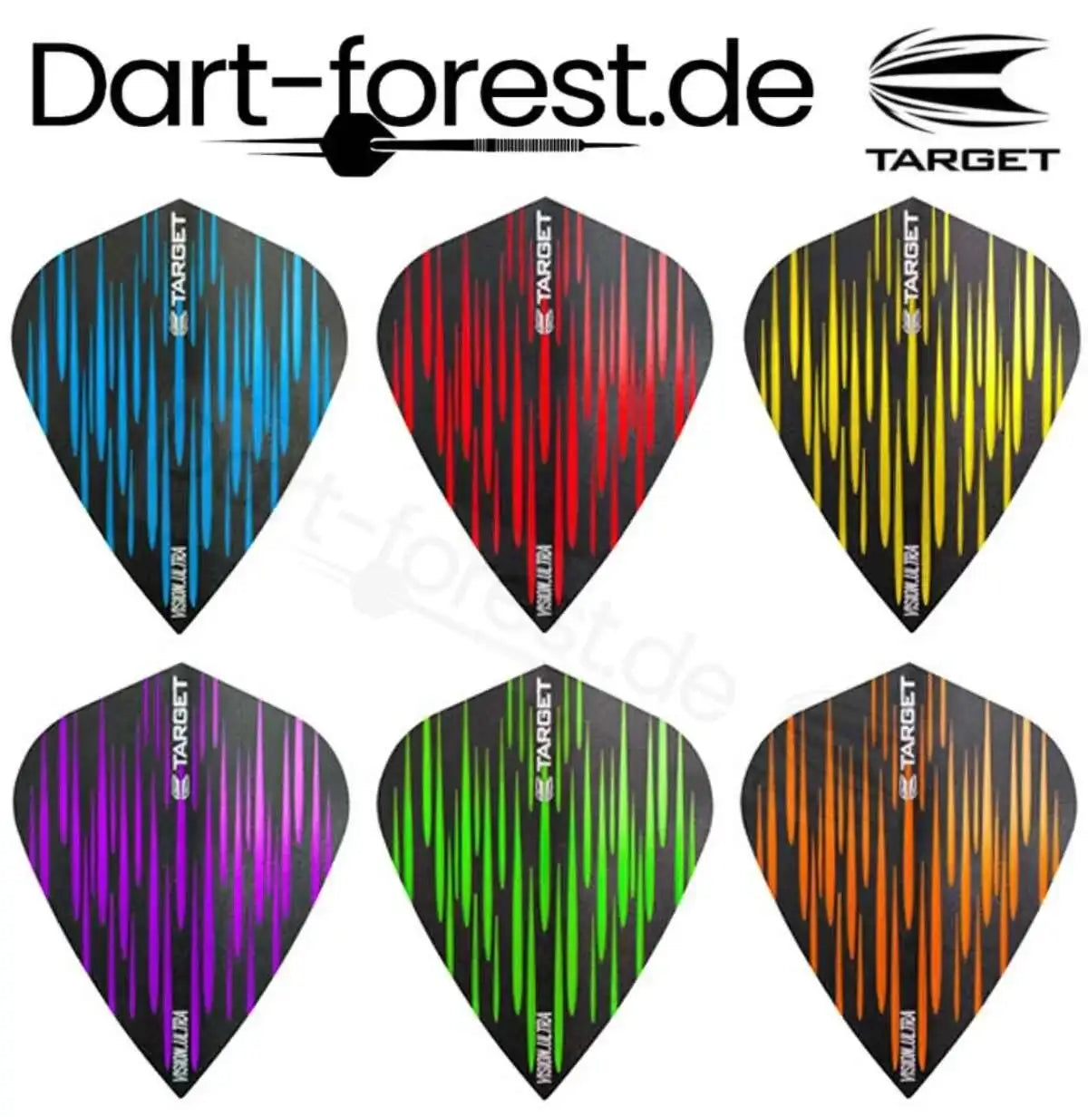 TARGET Vision Ultra Dartflights in 6 Farben – blau, rot, gelb, lila, grün, orange für Dartsportler