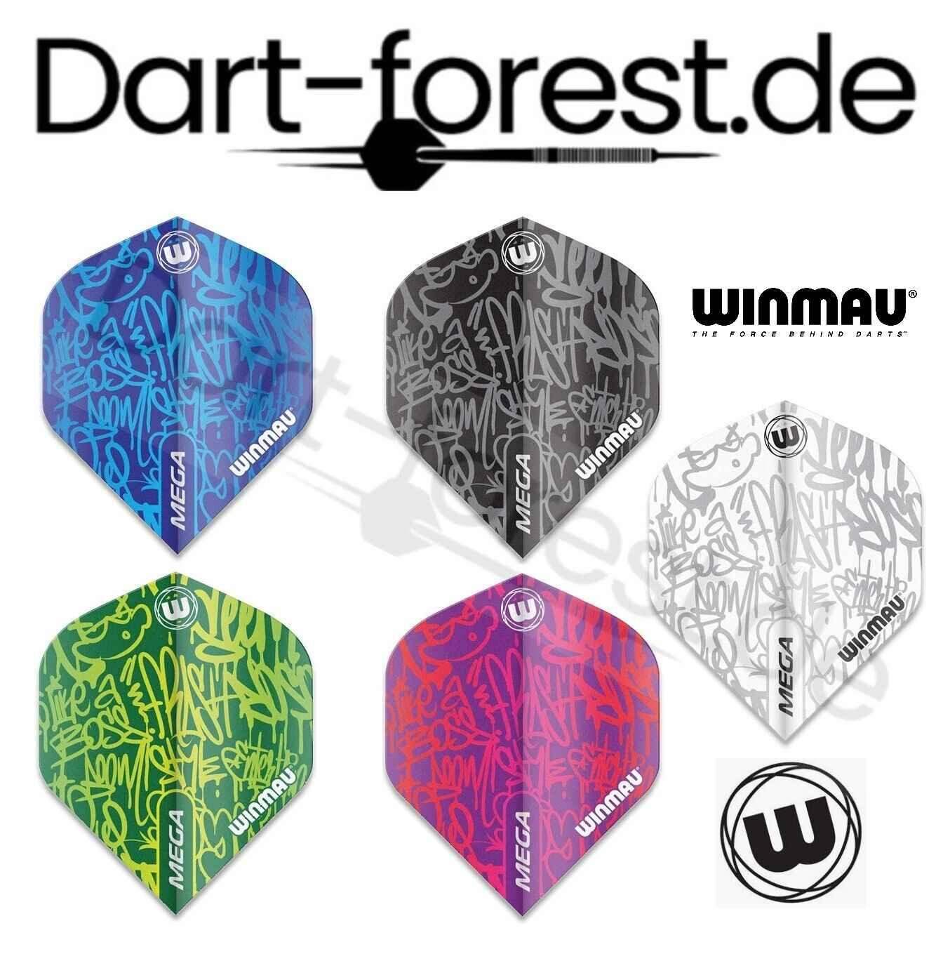 Winmau Mega Dartflights mit Graffiti-Design in 5 Farben – ideal für Dart-Spieler