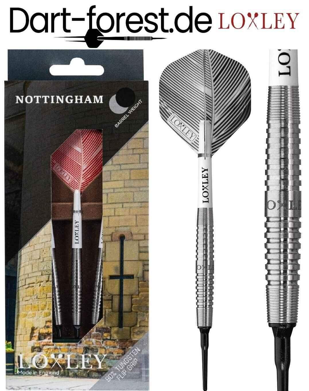 Loxley Nottingham Dartpfeile, 90% Wolfram, Barrel Weight, Flip Grip, Made in England