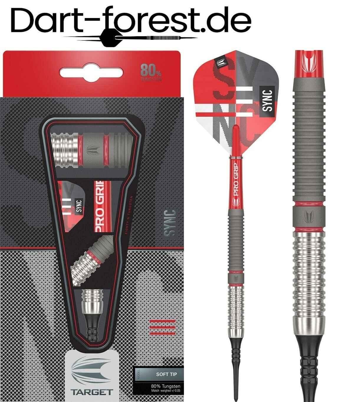 Target Sync 80% Wolfram Dartpfeile mit Pro Grip, Soft Tip, rot-grau, Dart Forest Verpackung