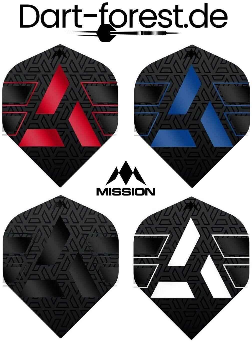 Mission Dartflights in Rot, Blau, Schwarz und Weiß – ideal für Dartsportler und Dart-Enthusiasten