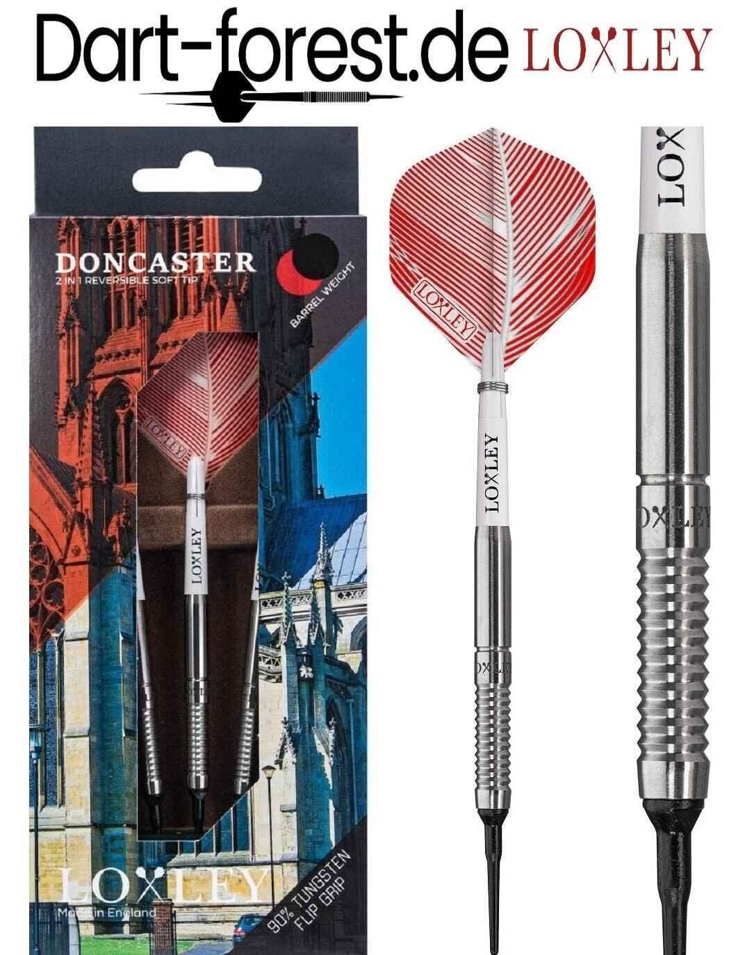 Loxley Doncaster Soft Tip Darts mit 90% Wolfram und Flip Grip, rot-weiße Flügel