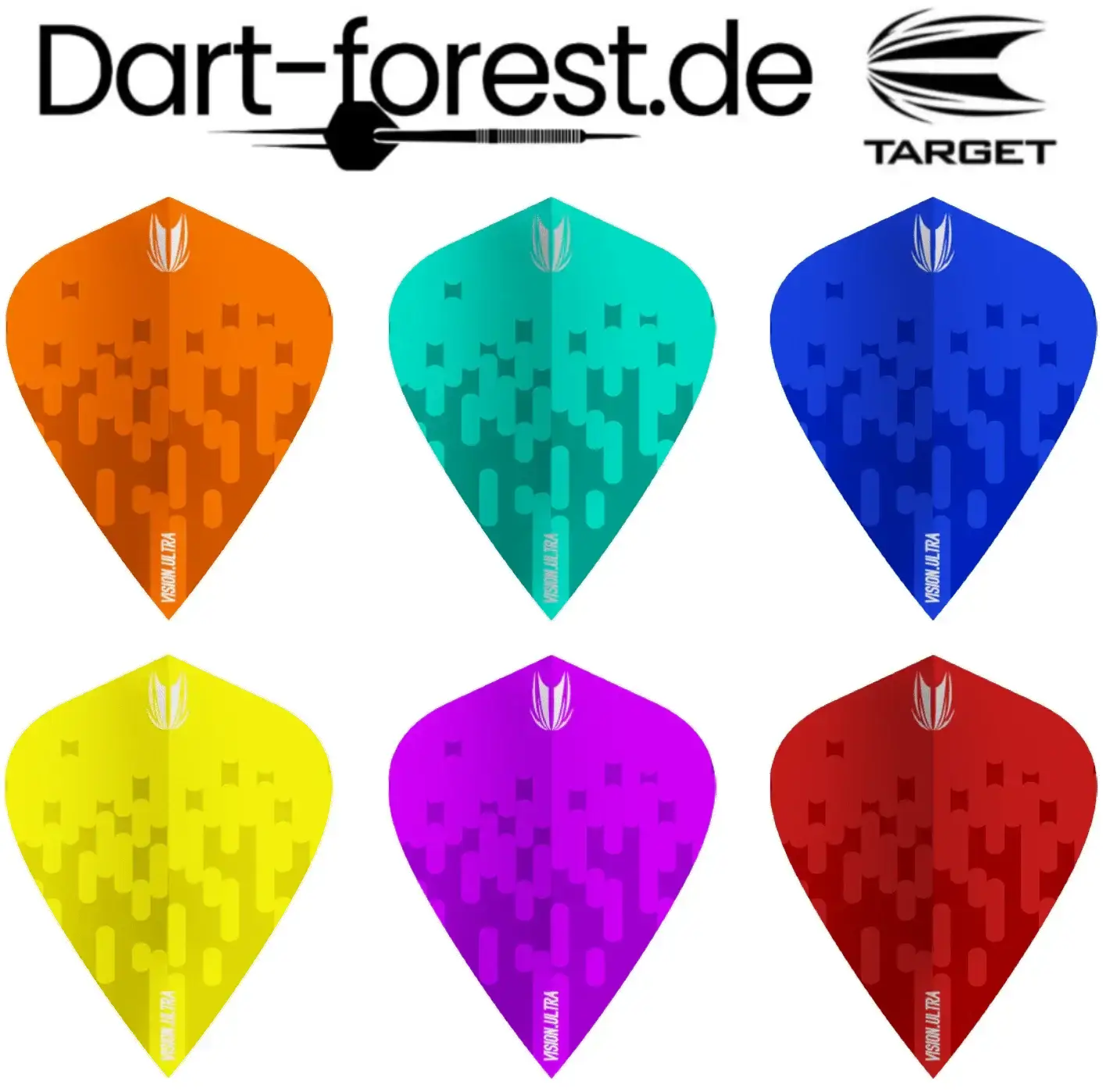 Target Vision Ultra Dartflights in 6 Farben – orange, türkis, blau, gelb, lila, rot – für Dartsportler