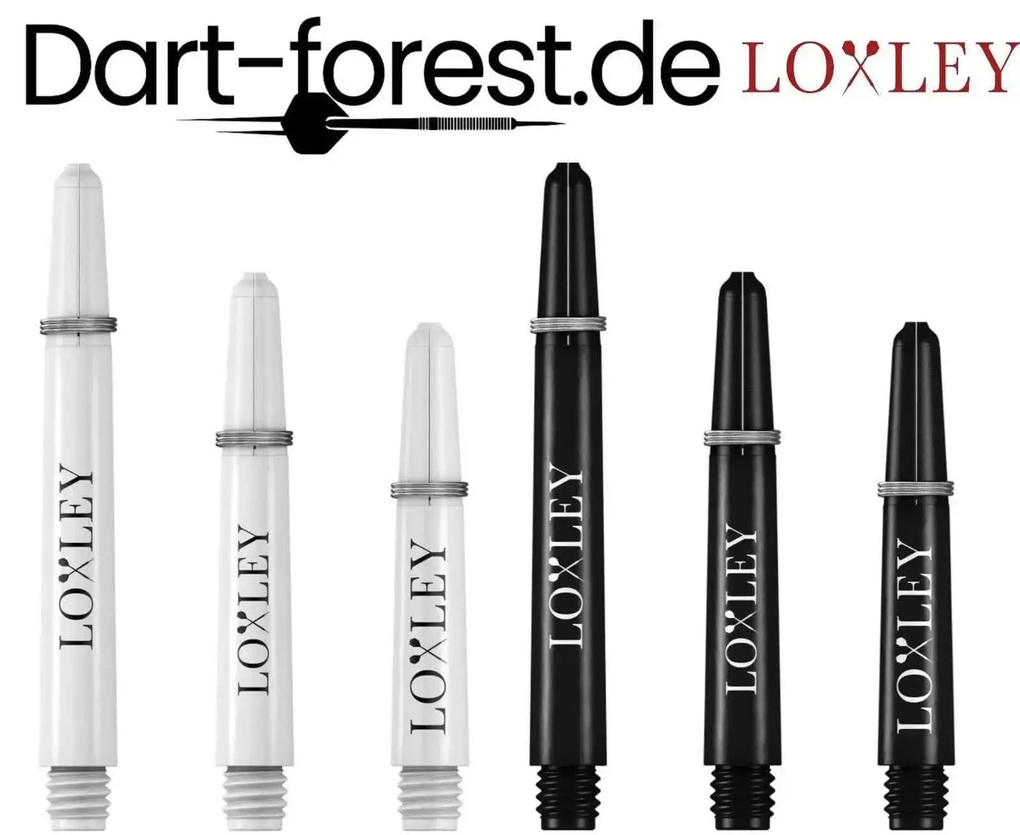 LOXLEY Dart Shafts in weiß und schwarz, ideal für Dartspieler – präzise und robust