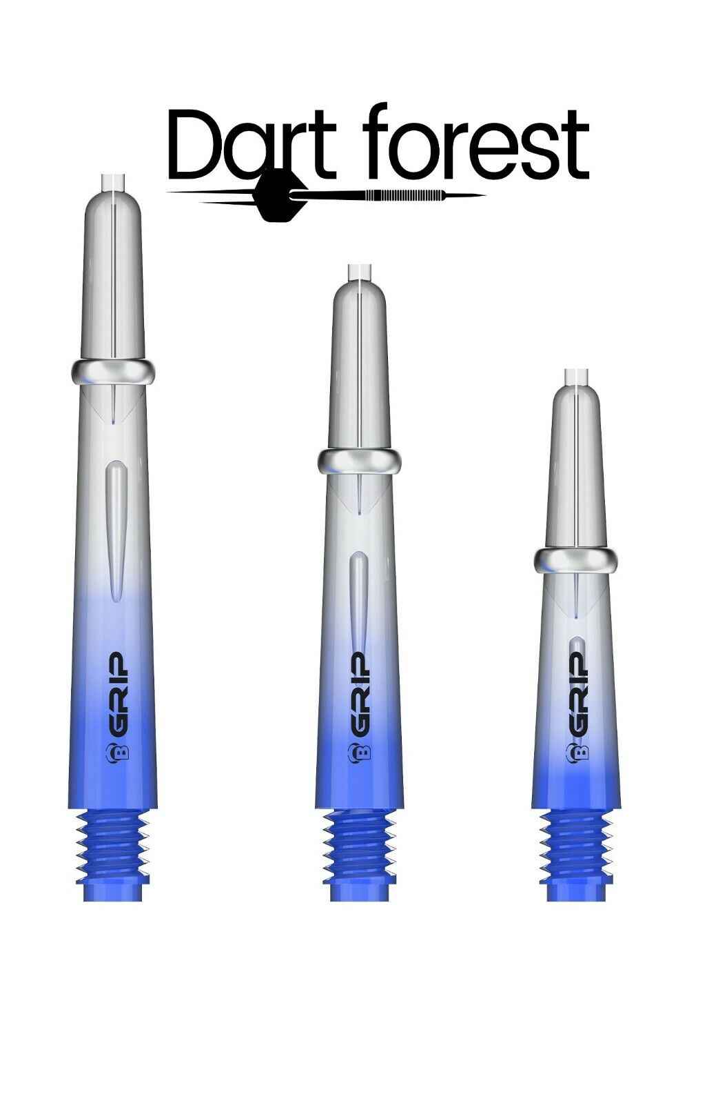 BULL`S -6er- B-Grip-2 TTC Shafts Clear Blue in verschiedene Größen Shaft Blau Länge XS = 28mm Liefermenge 2er Set (6x Shafts)