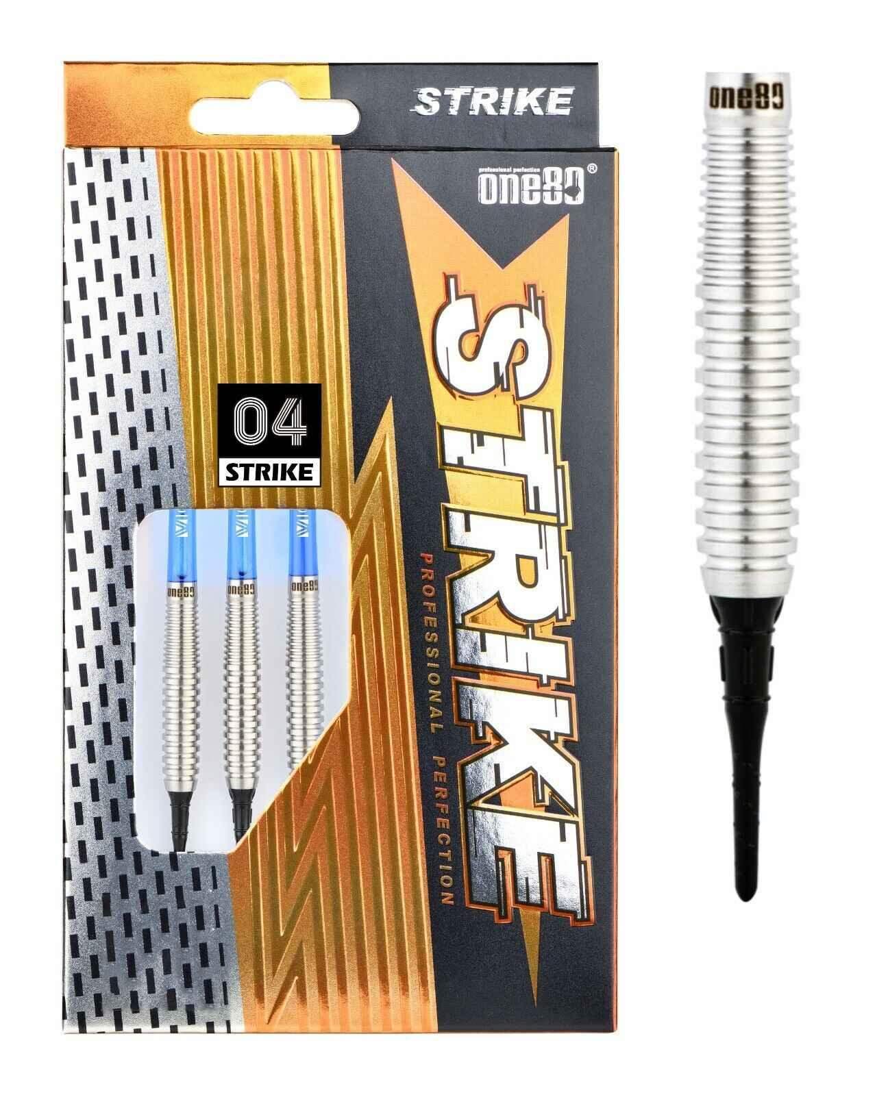 one80 Strike 04 Dartpfeile mit blauen Flights und geriffeltem Griff, professionelle Darts für Wettkämpfe