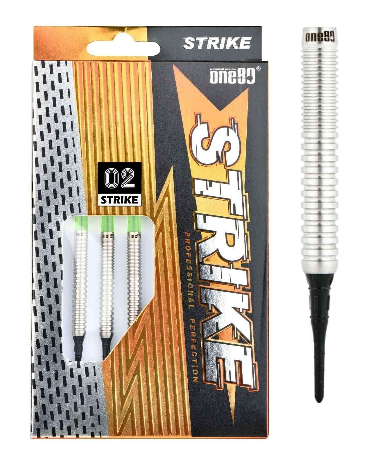 one80 Strike 02 Darts mit grünen Flights, professionelle Dartpfeile im Set