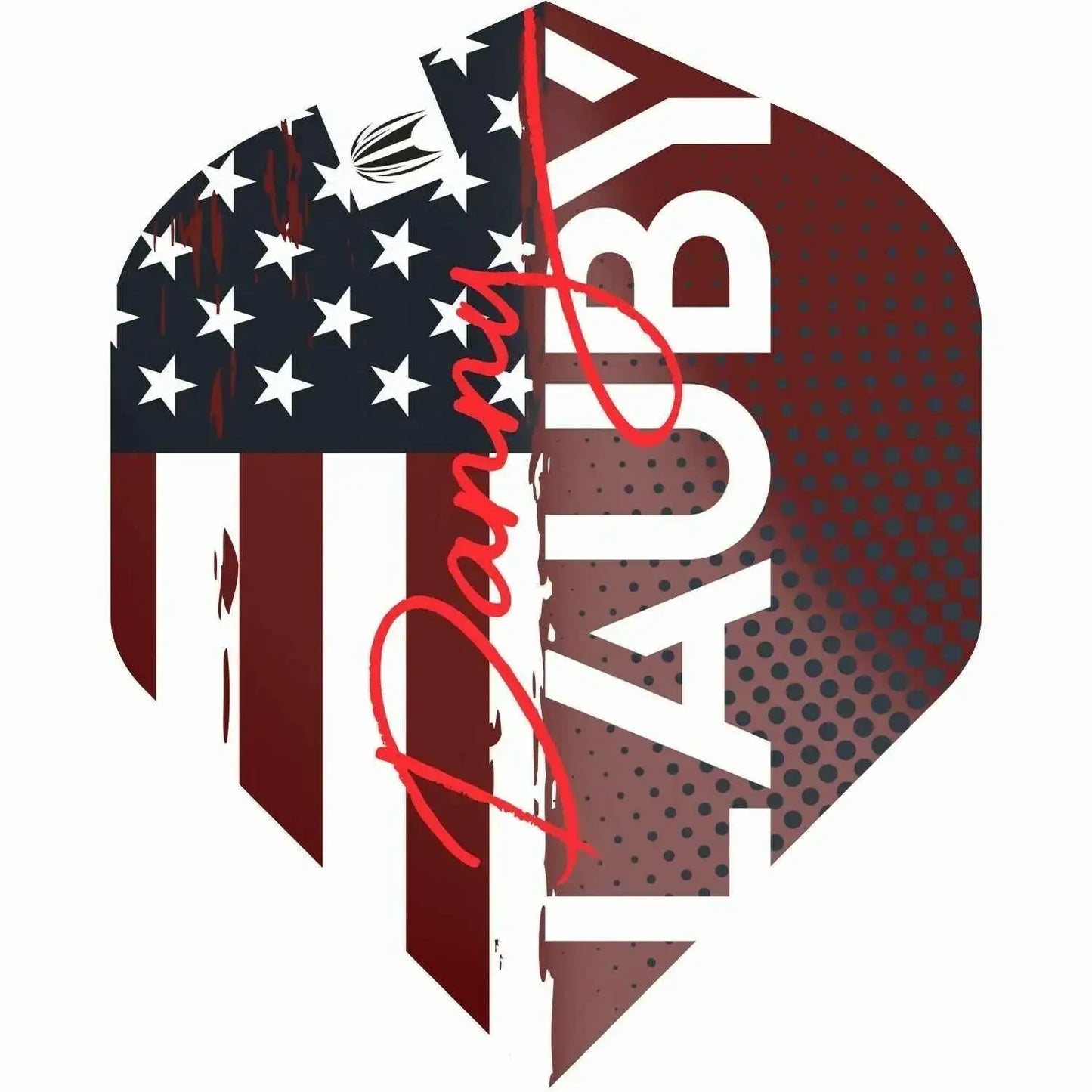 Dartscheibe mit US-Flagge und 'Danny' Signatur, ideal für Dart-Spieler