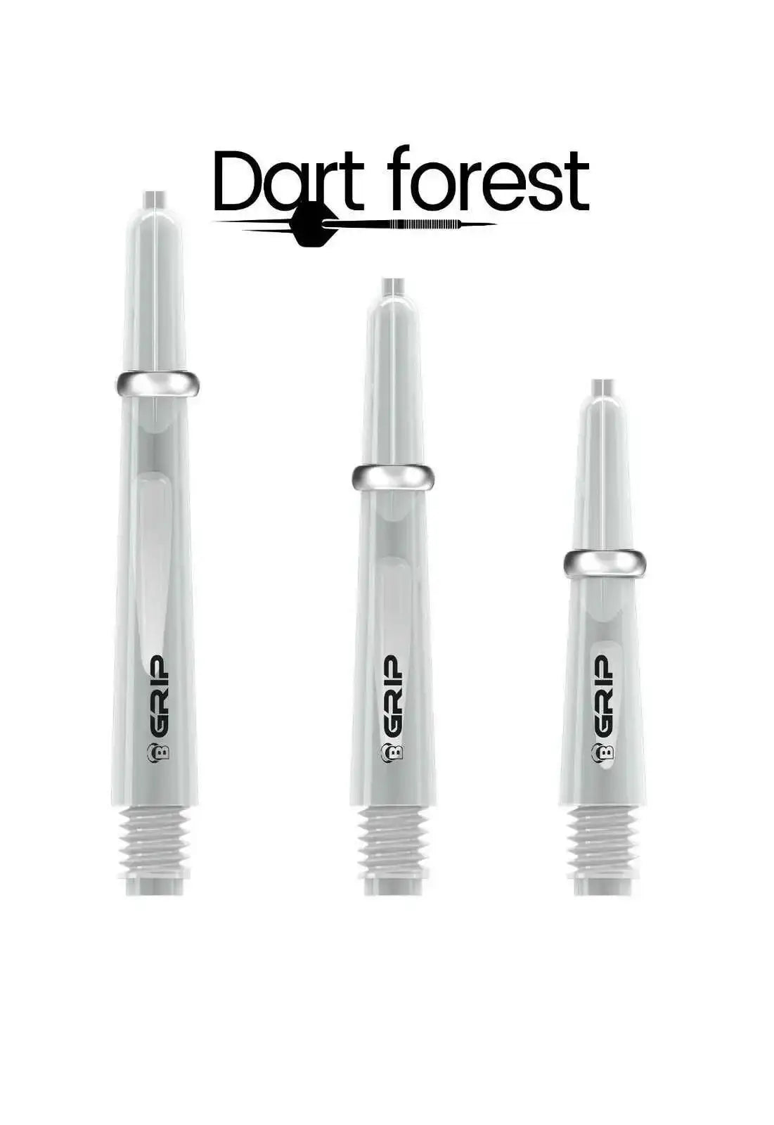 Dart Forest B-Grip Schaft-Set, transparent mit Metallring, ideal für Dartsportler