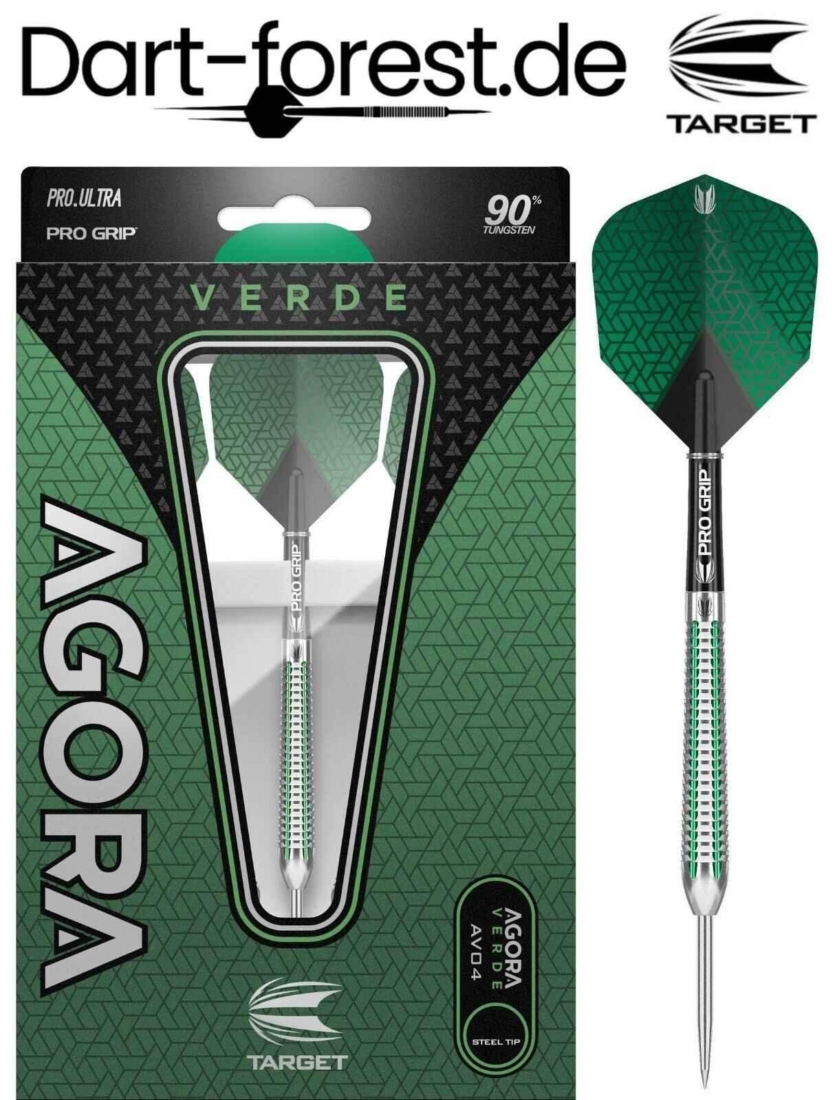 Target Agora Verde 90% Wolfram Dartpfeile mit Pro Grip und grünen Flights, Steel Tip