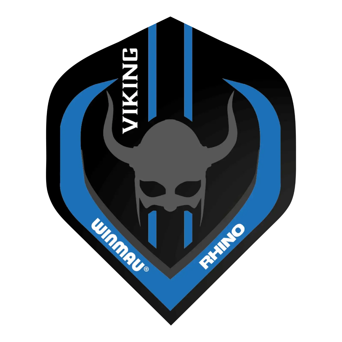 Winmau Rhino Viking Dartflügel mit Wikingerhelm-Design, blau-schwarz