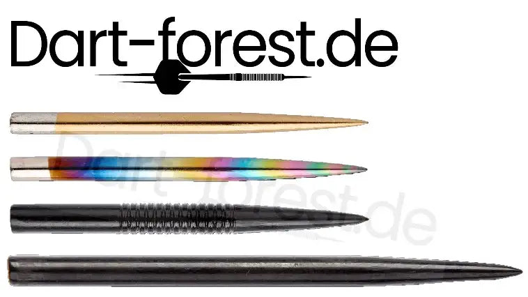 Dartspitzen in Gold, Regenbogen und Schwarz – hochwertiges Dartszubehör für Präzision