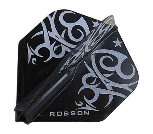 Robson Dartflights mit Tribal-Muster, schwarz-silber, für Dartsportler