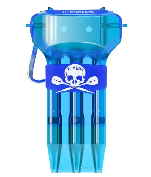L-Style Dart-Transportbox mit Schädel-Logo, blau, für sicheren Transport von Darts